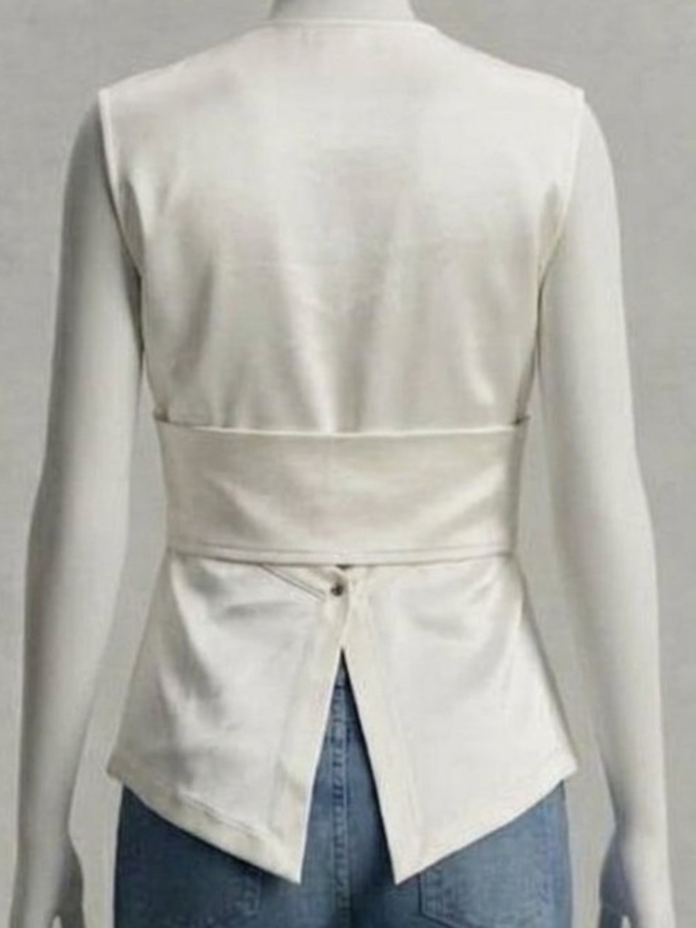 Derek Lam 10 Crosby Semi-Backless Sleeveless Drape Top with White Tails